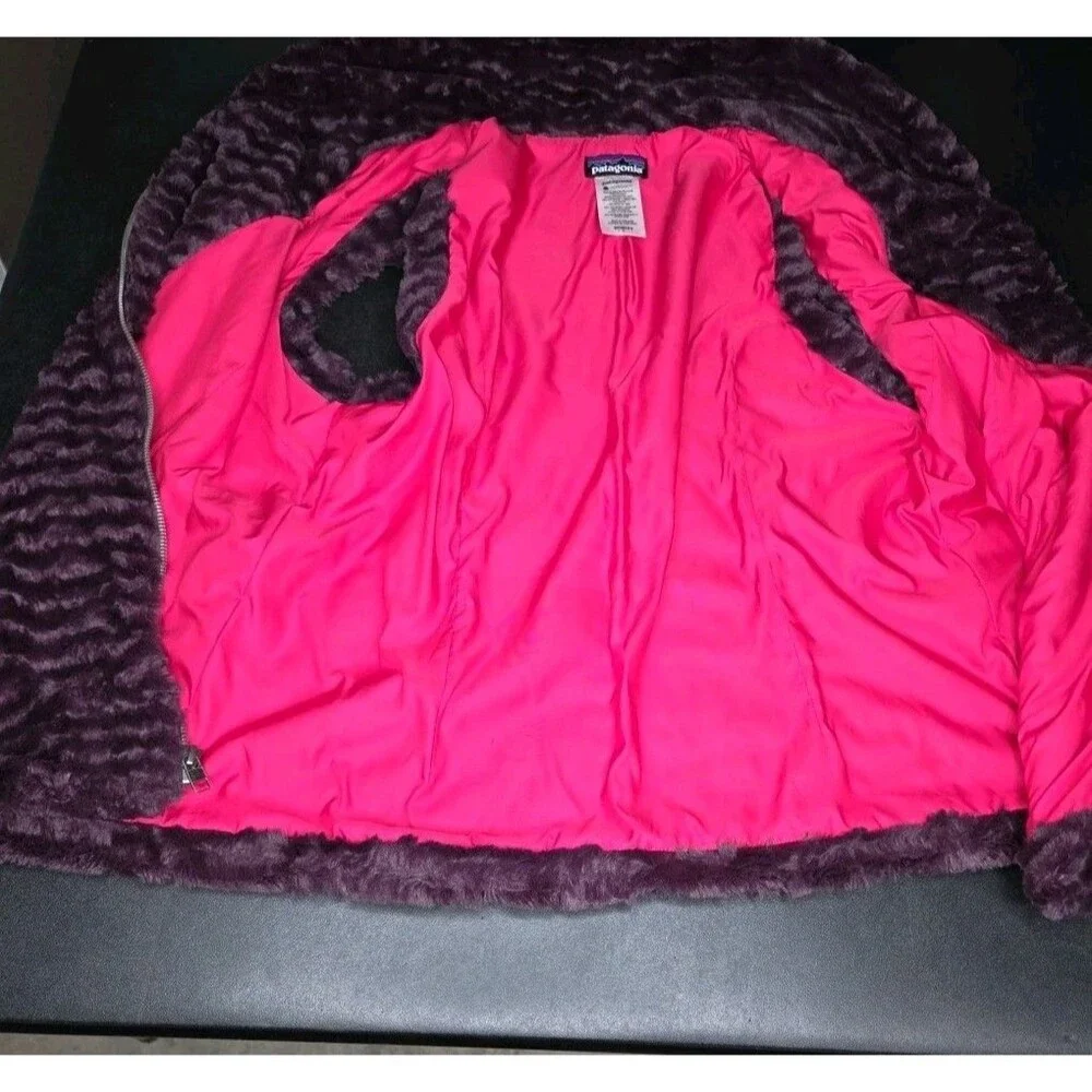 Patagonia Pelage Sherpa Faux Fur Vest Purple/Magenta Size L Women’s EUC